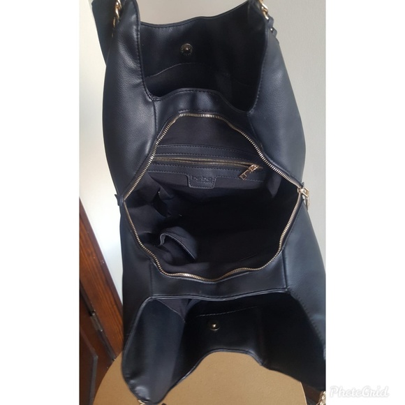 BEBE Colette Triple Entry Black Gold Chain Bag - Picture 3 of 8